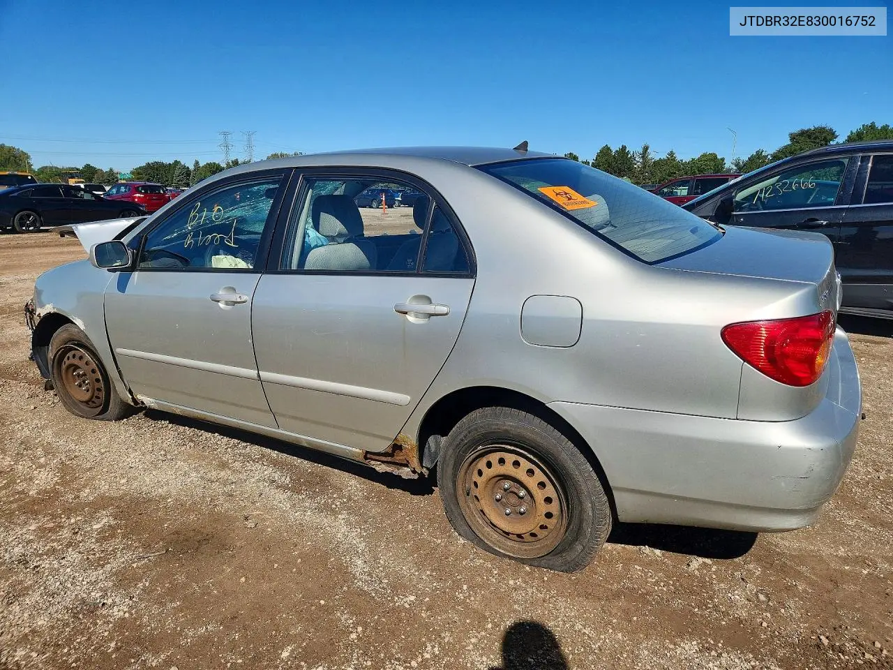 2003 TOYOTA COROLLA VIN JTDBR32E830016752 — фото 2