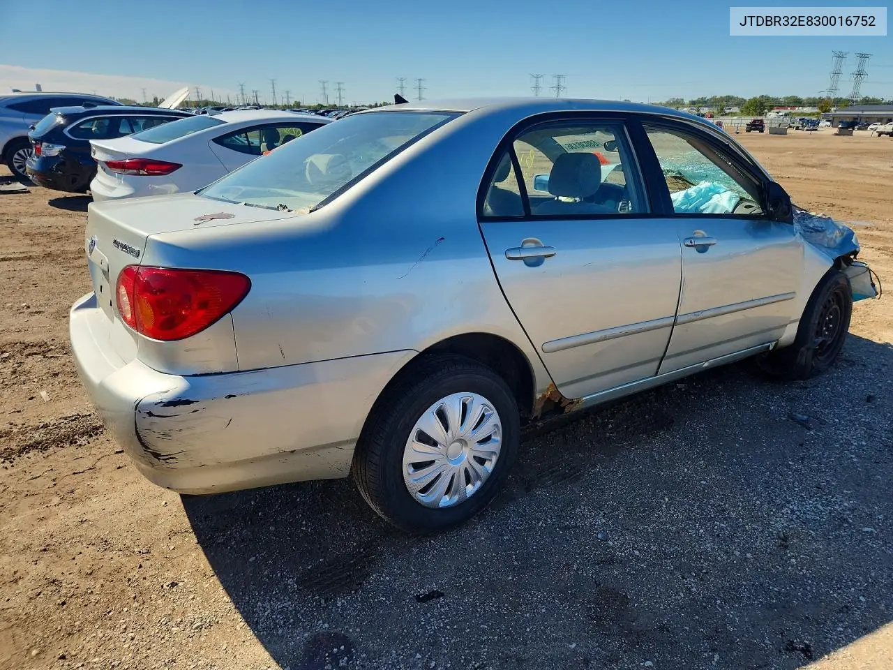 2003 TOYOTA COROLLA VIN JTDBR32E830016752 — фото 3
