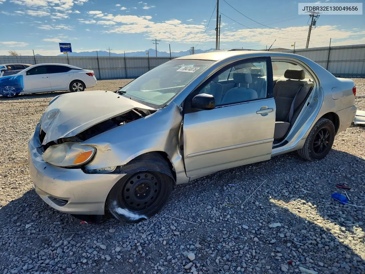 TOYOTA COROLLA 2003, VIN JTDBR32E130049656
