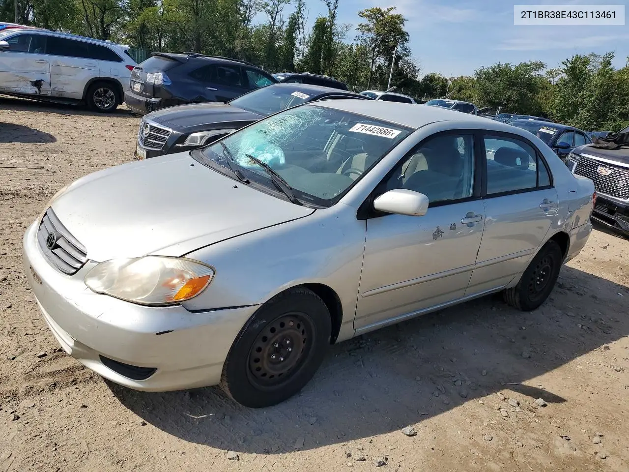 TOYOTA COROLLA 2003, VIN 2T1BR38E43C113461