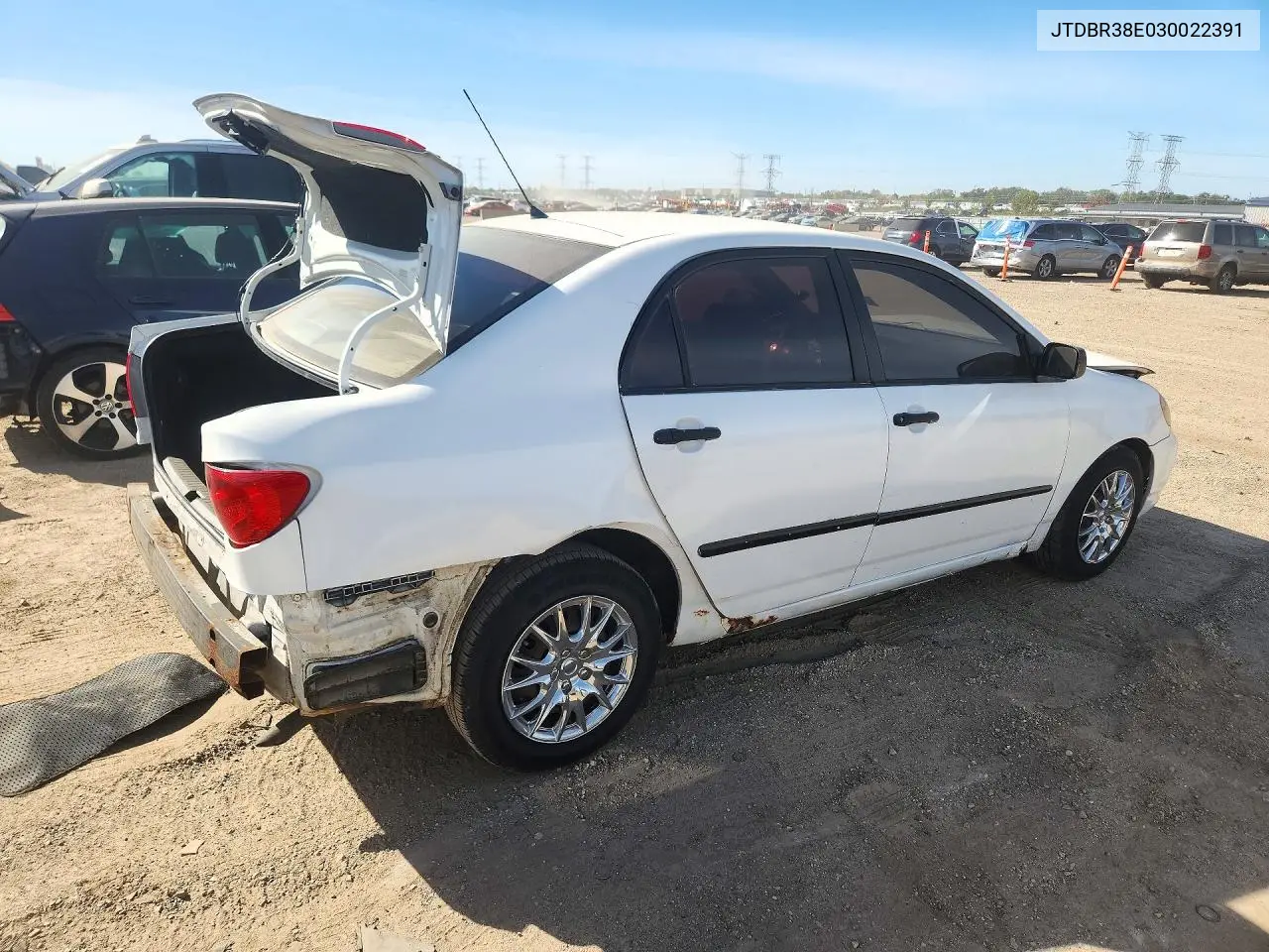 2003 TOYOTA COROLLA VIN JTDBR38E030022391 — фото 3