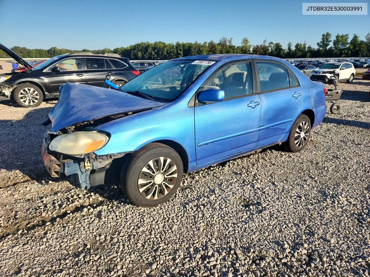 TOYOTA COROLLA 2003, VIN JTDBR32E530003991