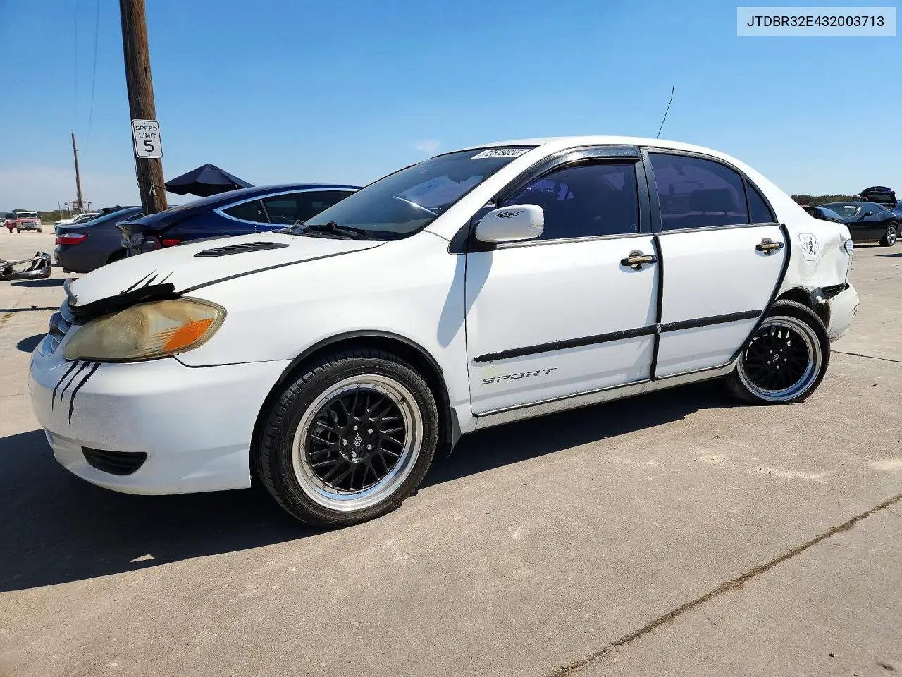 TOYOTA COROLLA 2003, VIN JTDBR32E432003713