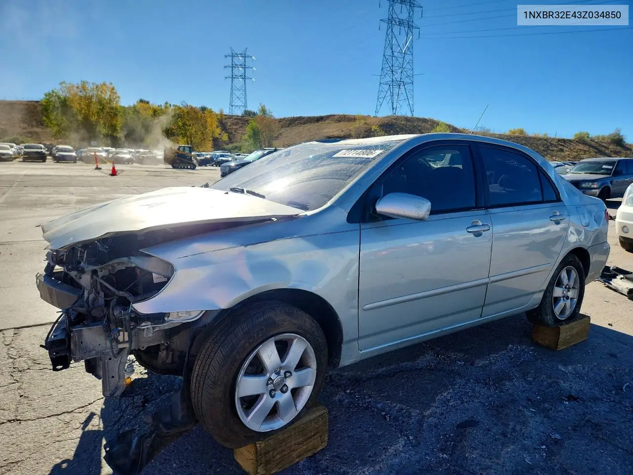 TOYOTA COROLLA 2003, VIN 1NXBR32E43Z034850