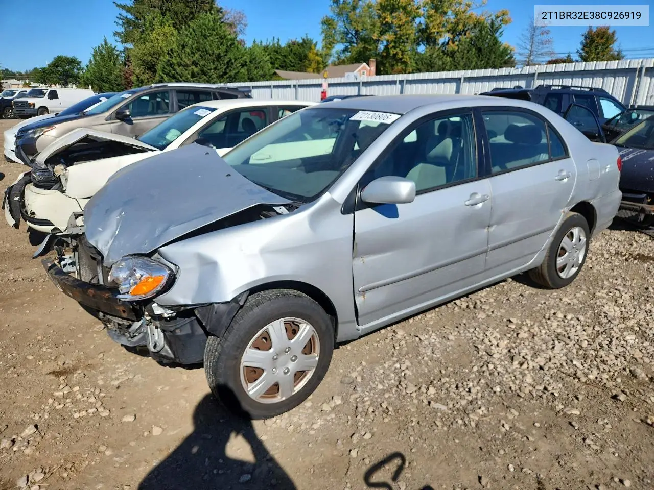 TOYOTA COROLLA 2008, VIN 2T1BR32E38C926919