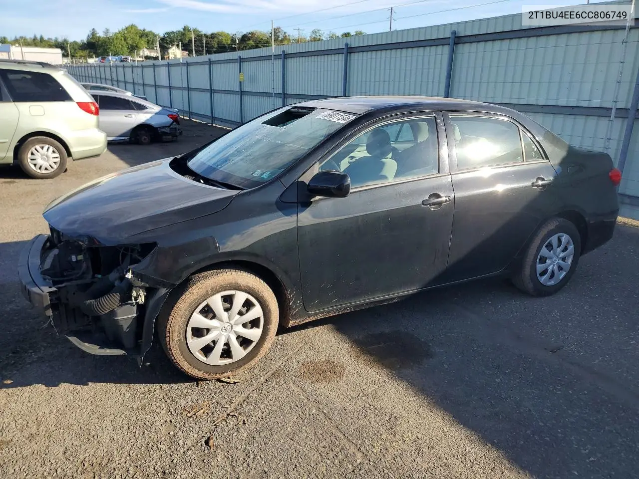 TOYOTA COROLLA 2012, VIN 2T1BU4EE6CC806749