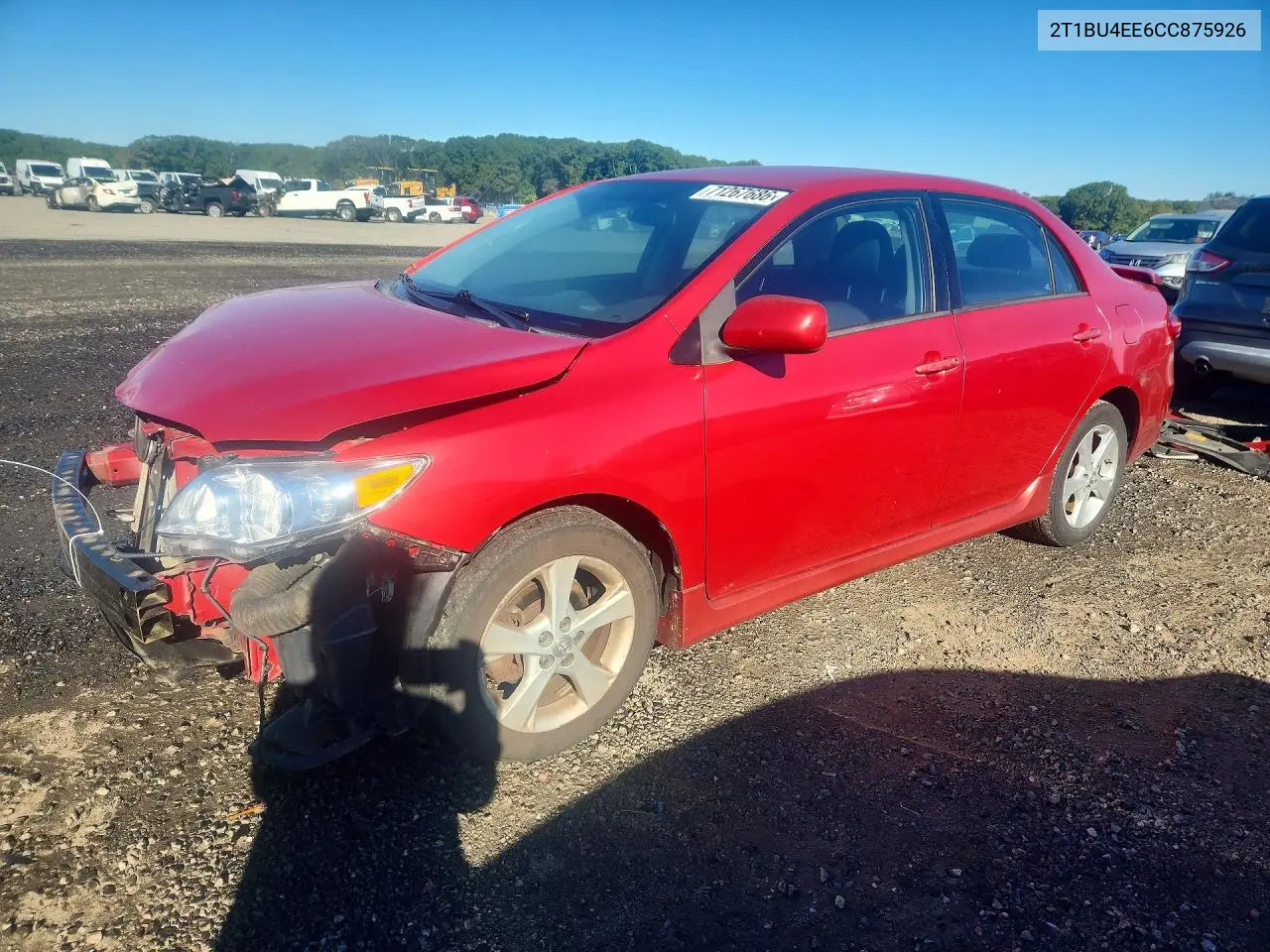 TOYOTA COROLLA 2012, VIN 2T1BU4EE6CC875926