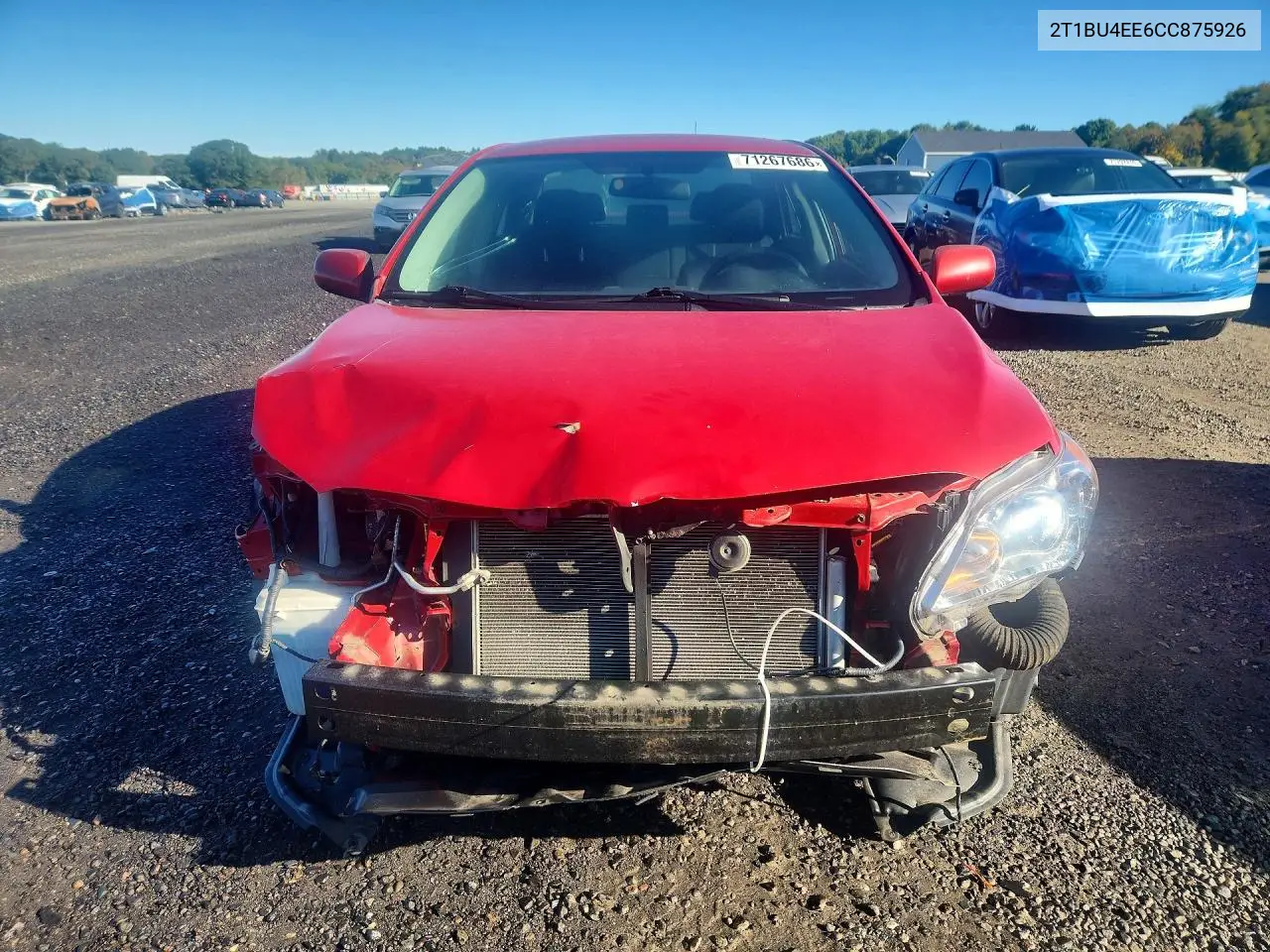 2012 TOYOTA COROLLA VIN 2T1BU4EE6CC875926 — фото 5