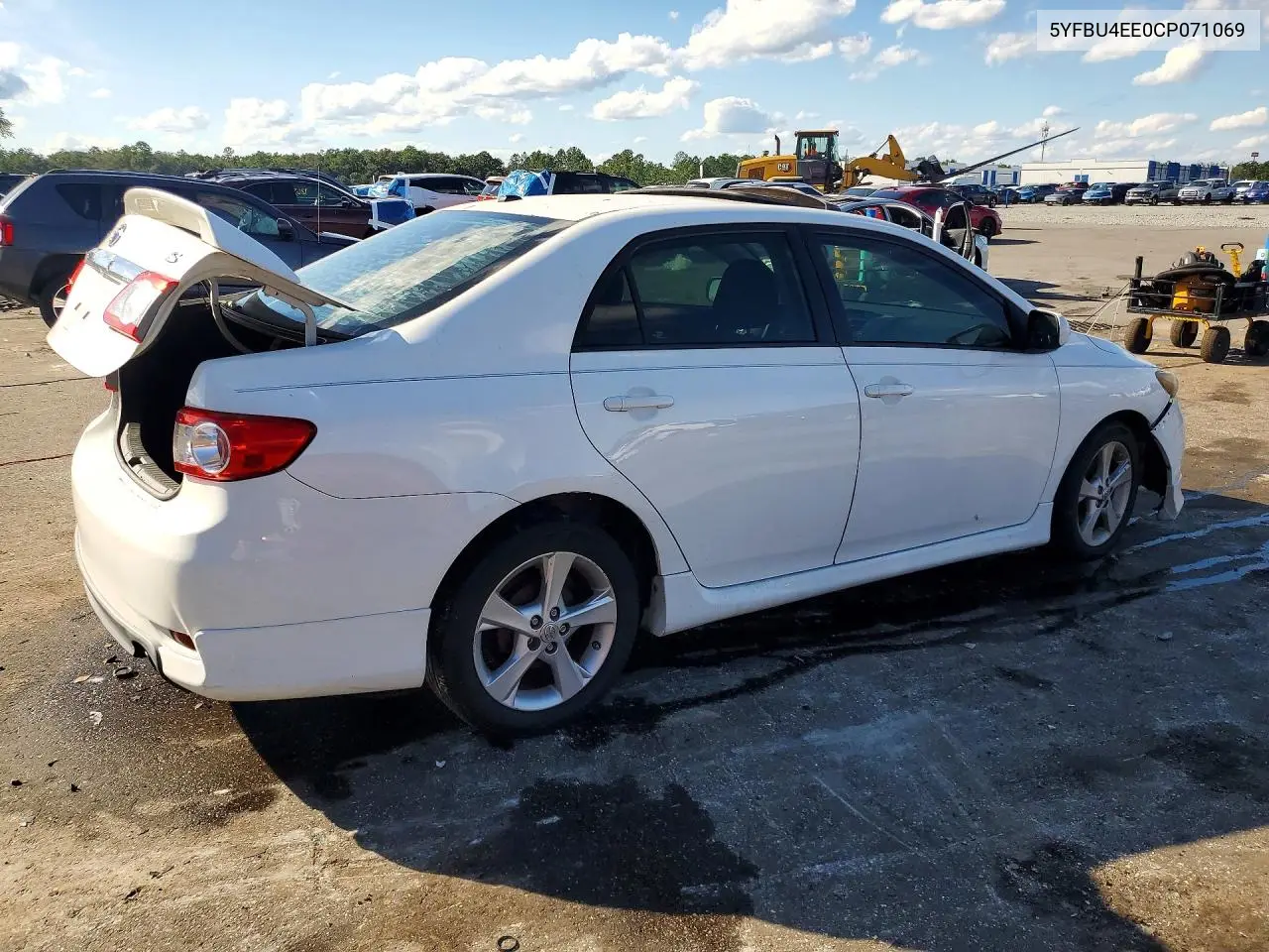 2012 TOYOTA COROLLA VIN 5YFBU4EE0CP071069 — фото 3