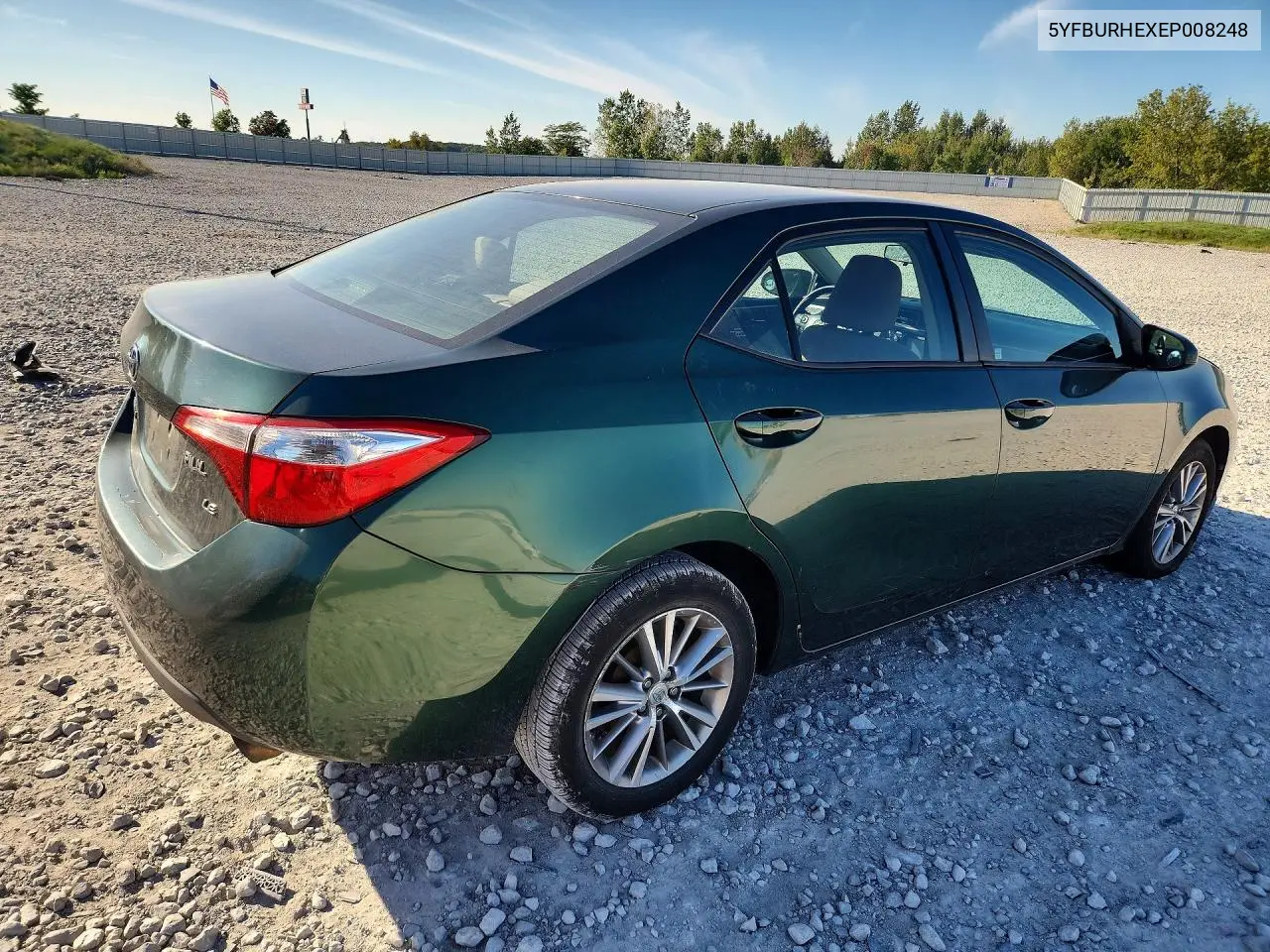 2014 TOYOTA COROLLA VIN 5YFBURHEXEP008248 — фото 3