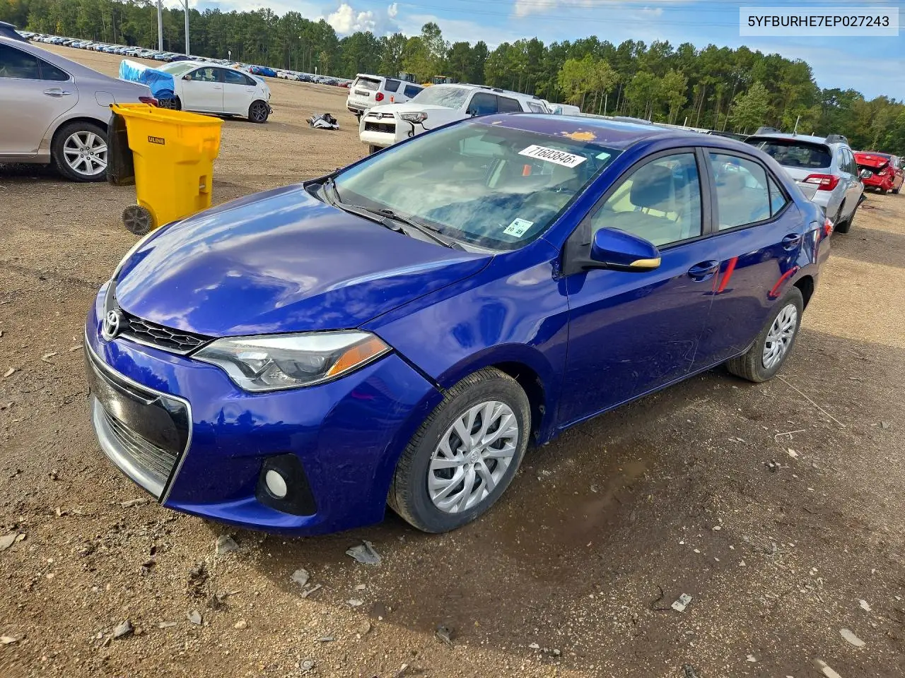 TOYOTA COROLLA 2014, VIN 5YFBURHE7EP027243
