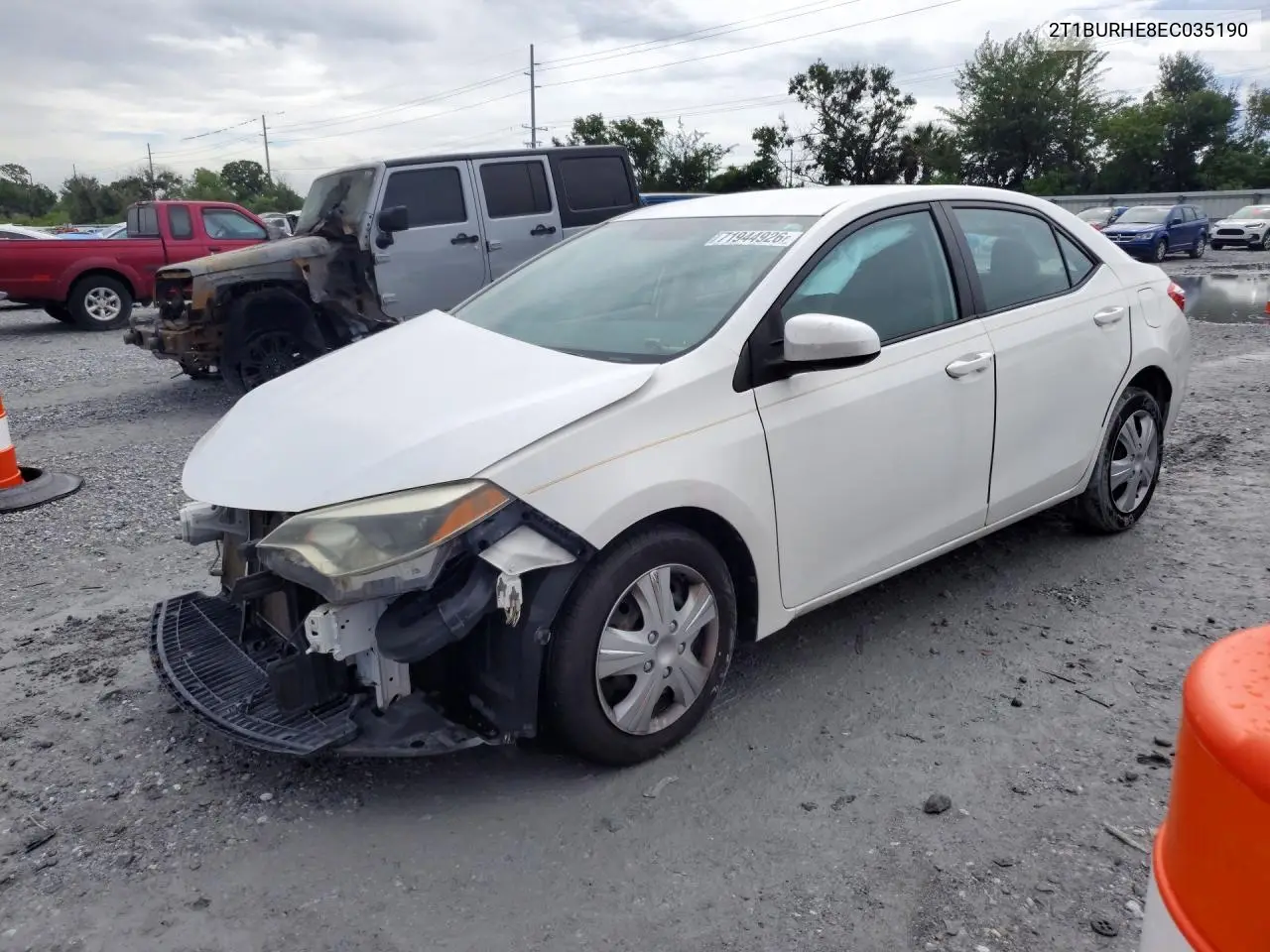 TOYOTA COROLLA 2014, VIN 2T1BURHE8EC035190