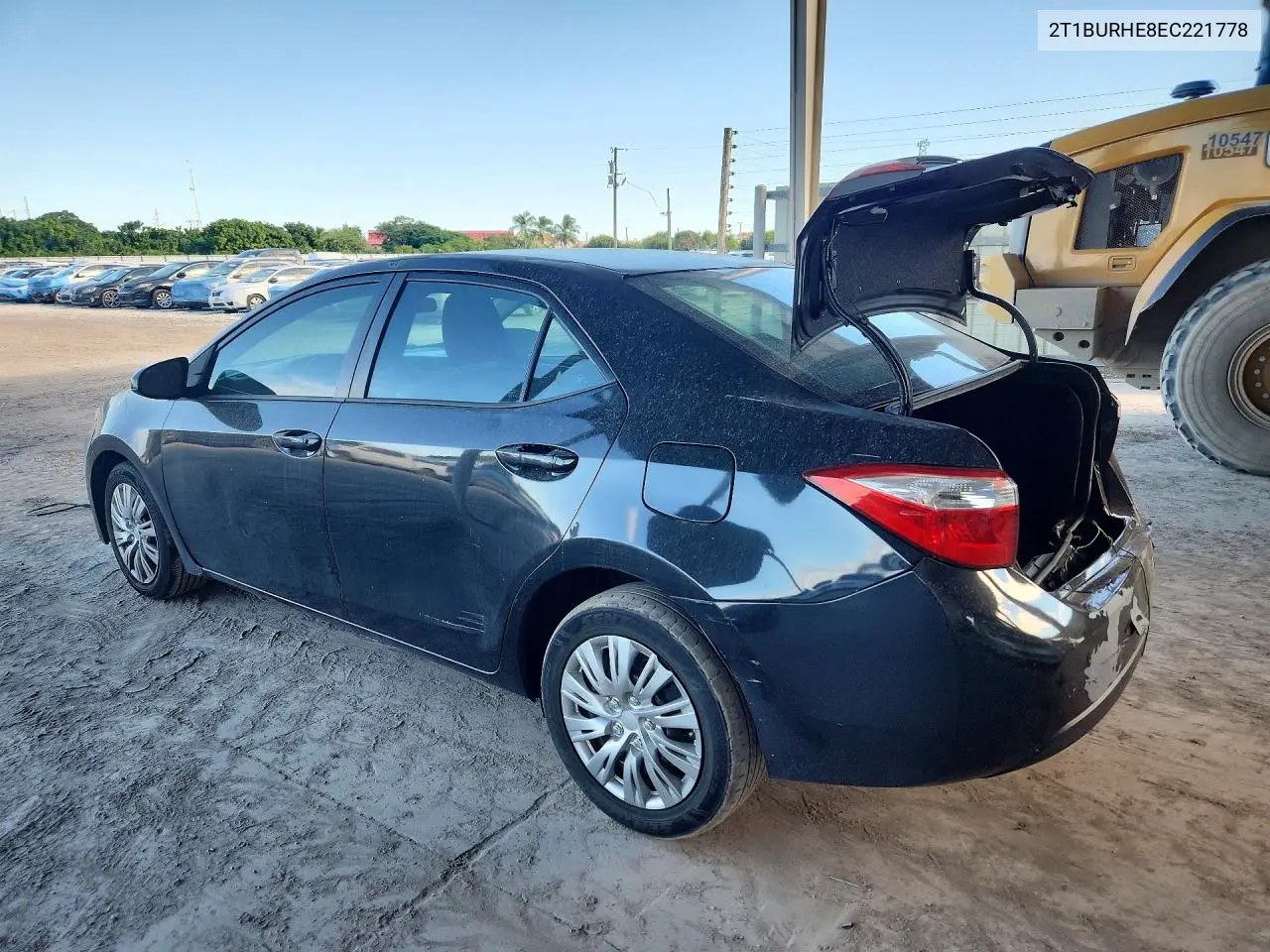 2014 TOYOTA COROLLA VIN 2T1BURHE8EC221778 — фото 2