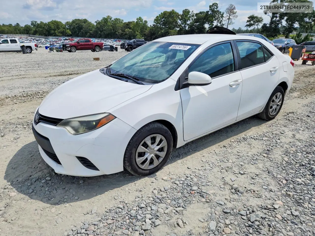 TOYOTA COROLLA 2015, VIN 2T1BURHE1FC449753