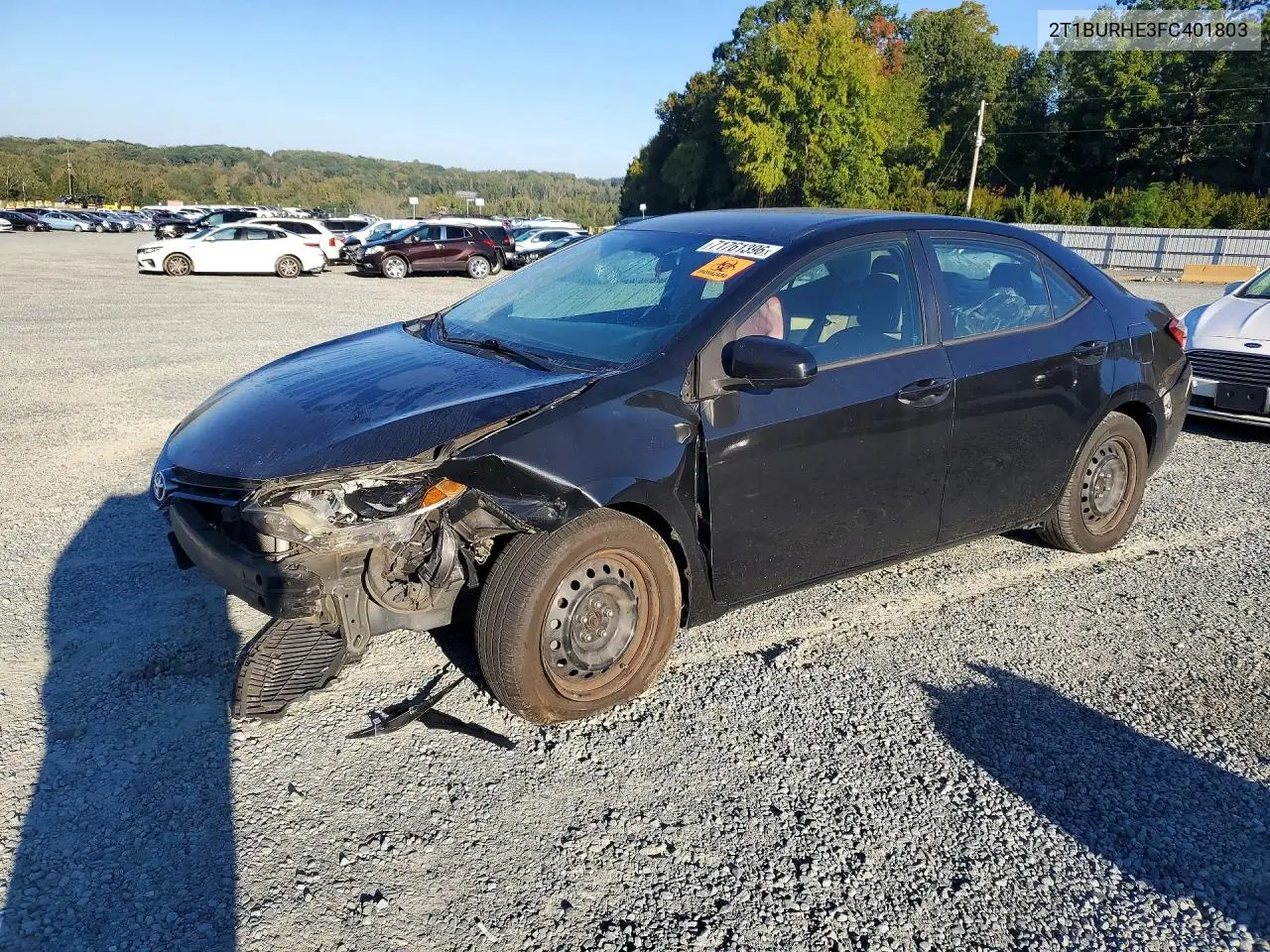 TOYOTA COROLLA 2015, VIN 2T1BURHE3FC401803