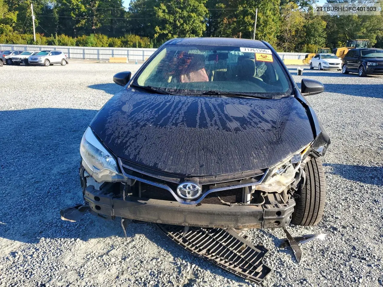 2015 TOYOTA COROLLA VIN 2T1BURHE3FC401803 — фото 5