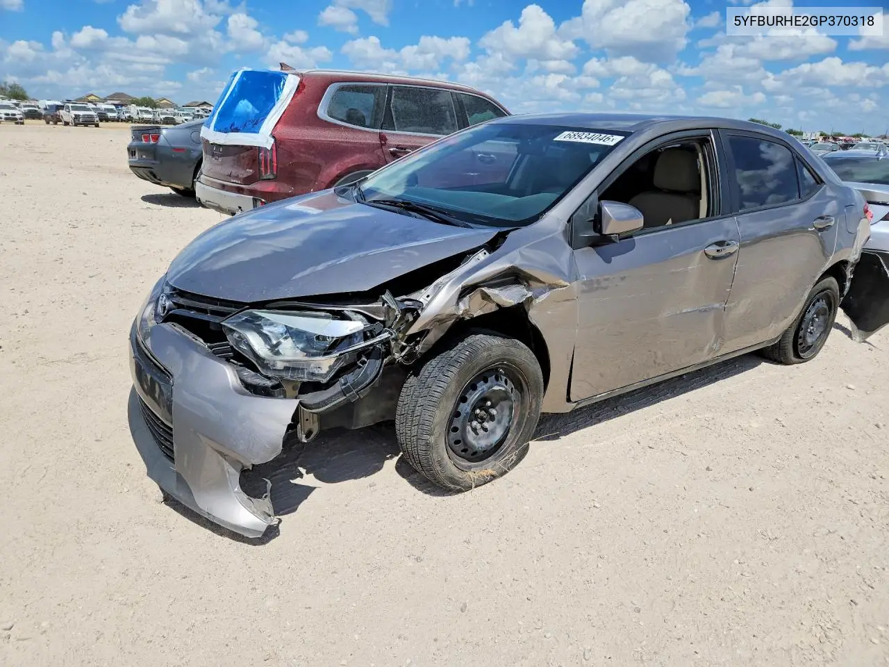 TOYOTA COROLLA 2016, VIN 5YFBURHE2GP370318