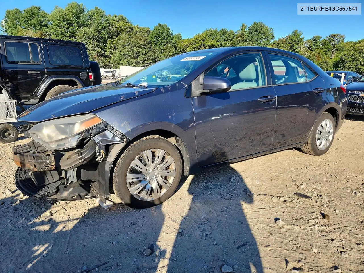 TOYOTA COROLLA 2016, VIN 2T1BURHE4GC567541