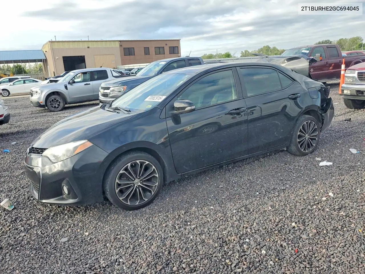 TOYOTA COROLLA 2016, VIN 2T1BURHE2GC694045