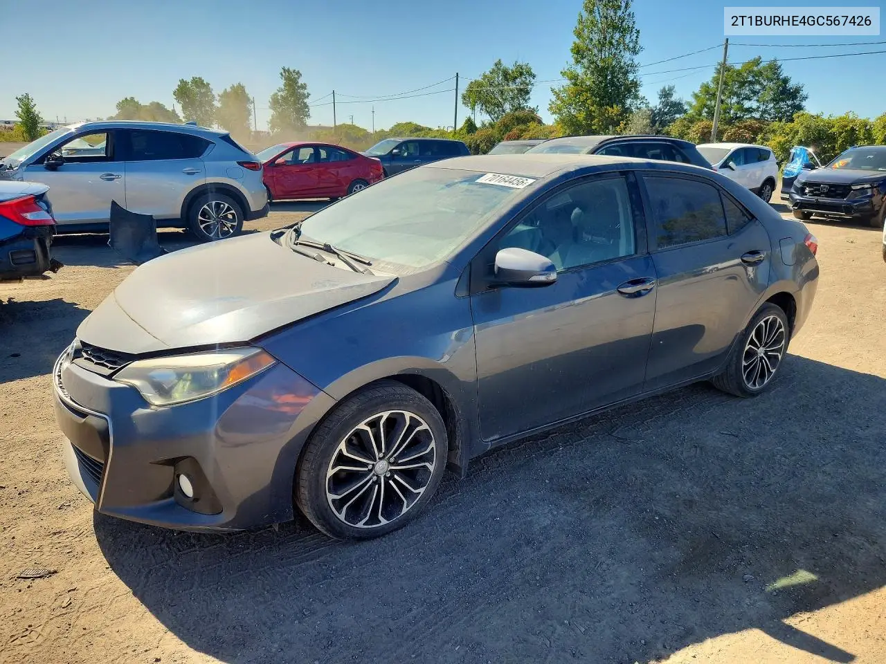 TOYOTA COROLLA 2016, VIN 2T1BURHE4GC567426