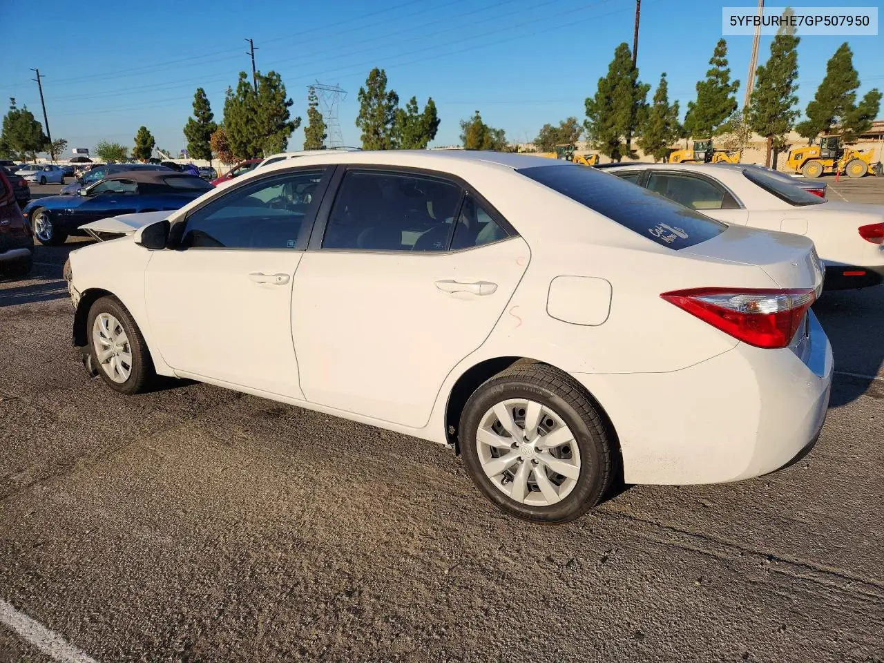 2016 TOYOTA COROLLA VIN 5YFBURHE7GP507950 — фото 2
