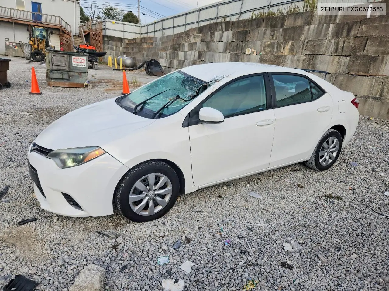 TOYOTA COROLLA 2016, VIN 2T1BURHEXGC672553