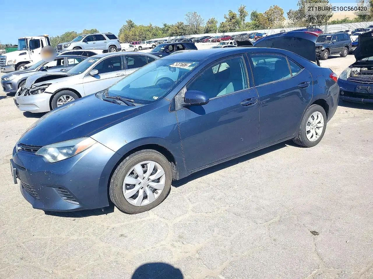 TOYOTA COROLLA 2016, VIN 2T1BURHE1GC560420