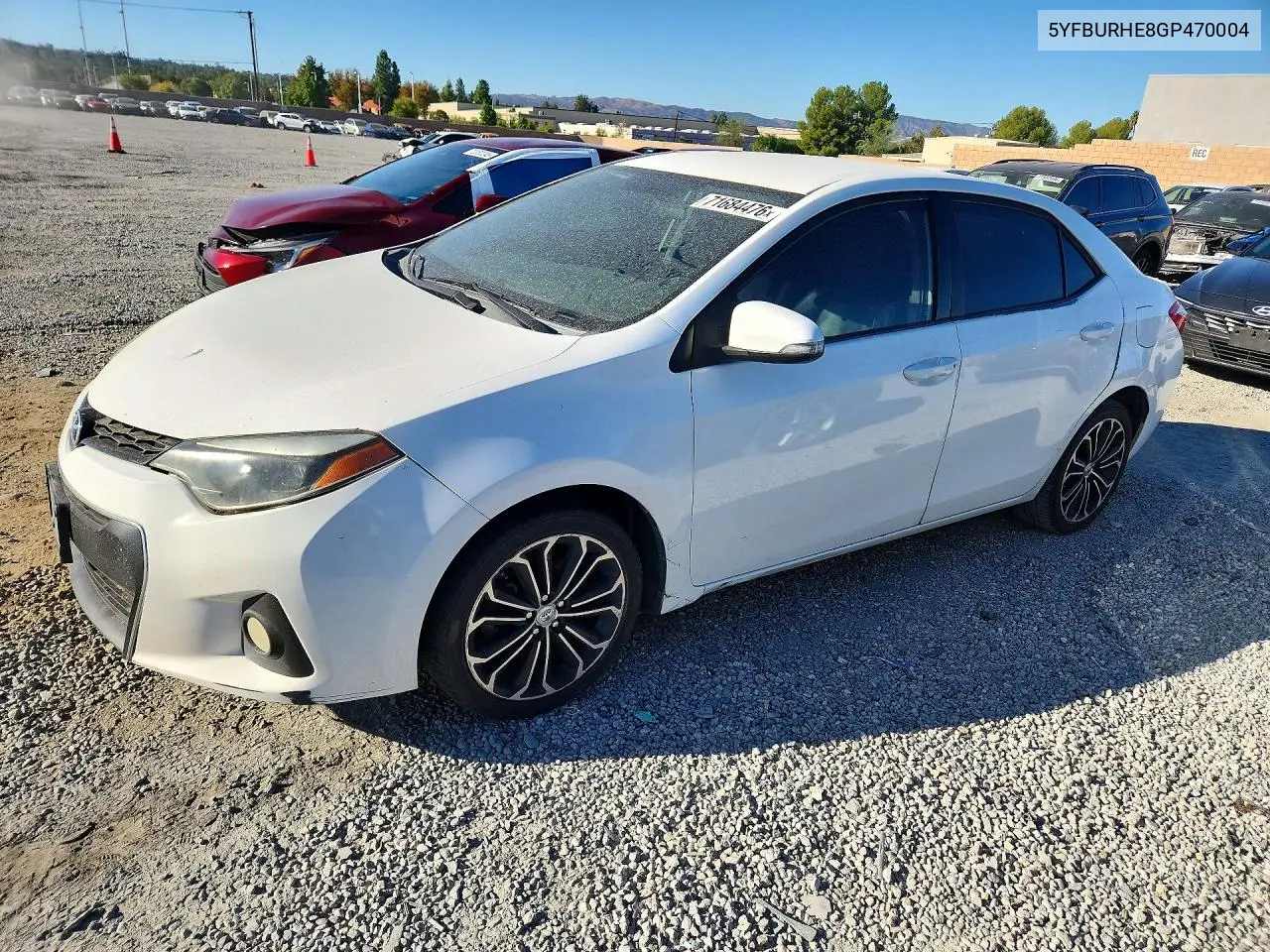 TOYOTA COROLLA 2016, VIN 5YFBURHE8GP470004