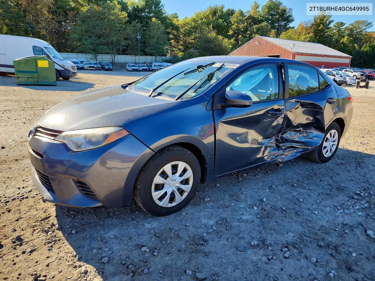 TOYOTA COROLLA 2016, VIN 2T1BURHE4GC649995