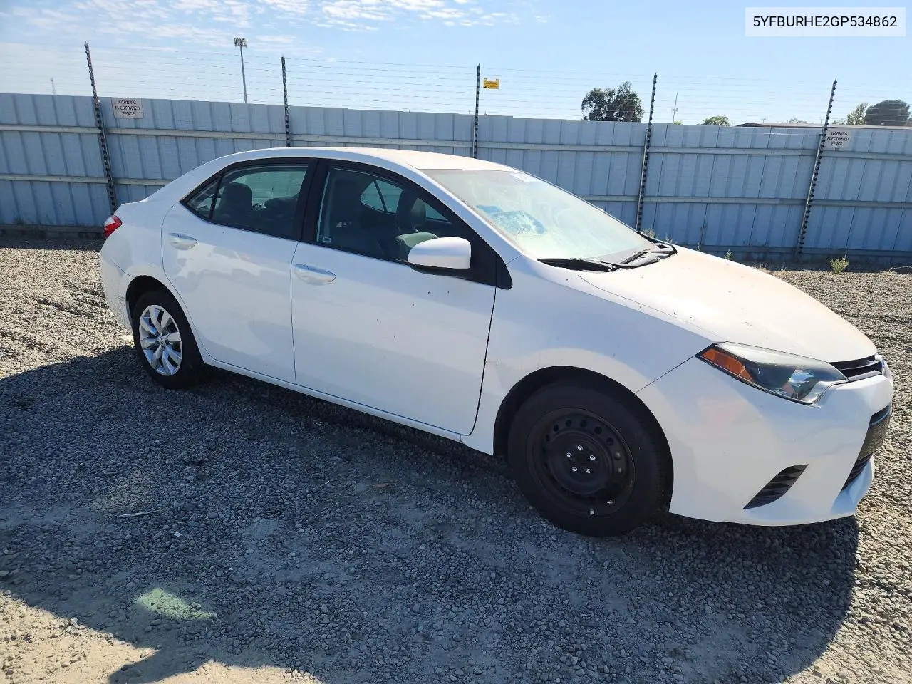 2016 TOYOTA COROLLA VIN 5YFBURHE2GP534862 — фото 4