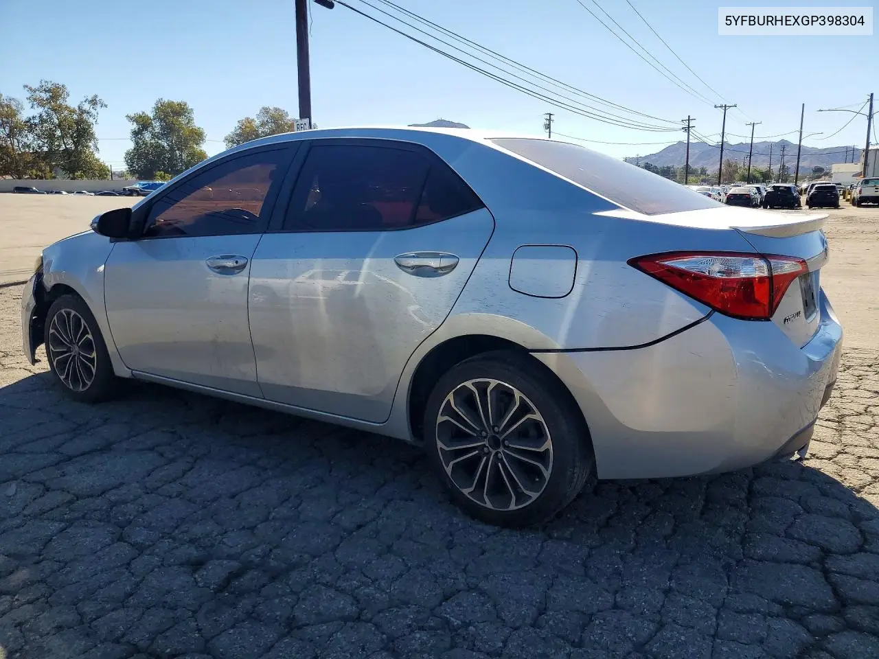 2016 TOYOTA COROLLA VIN 5YFBURHEXGP398304 — фото 2