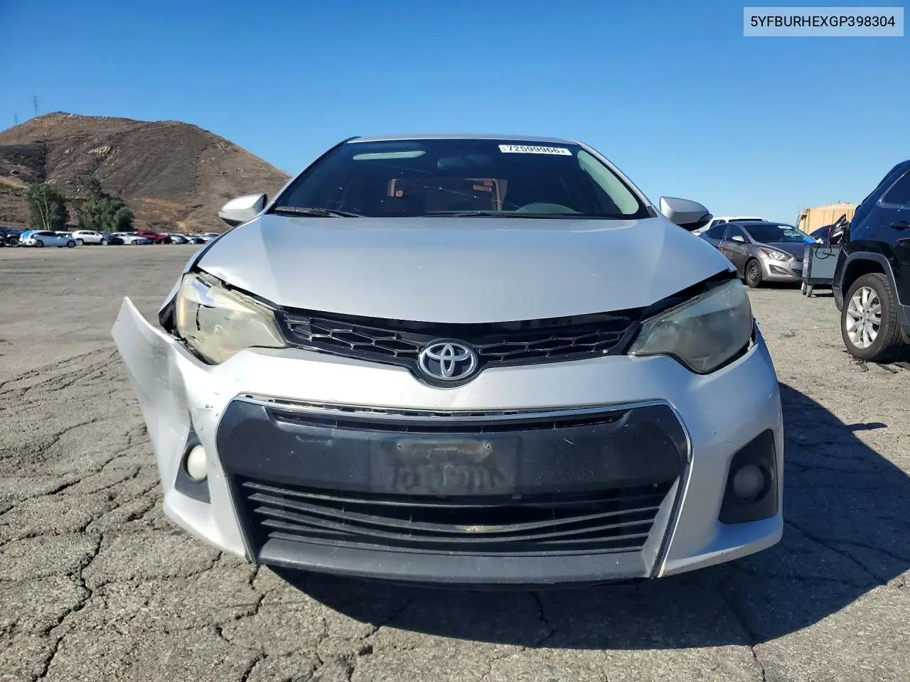 2016 TOYOTA COROLLA VIN 5YFBURHEXGP398304 — фото 5