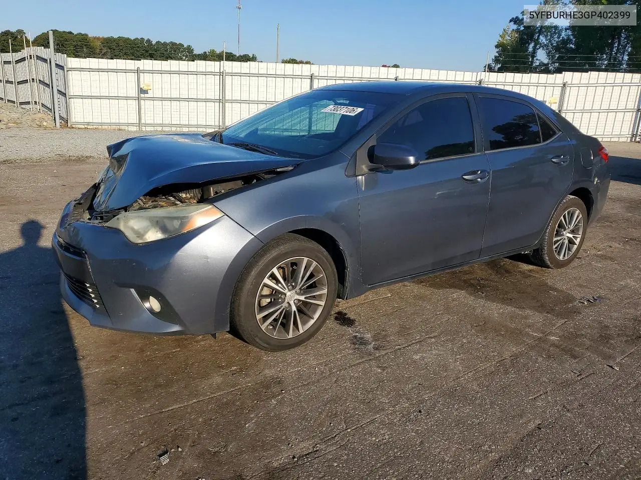 TOYOTA COROLLA 2016, VIN 5YFBURHE3GP402399