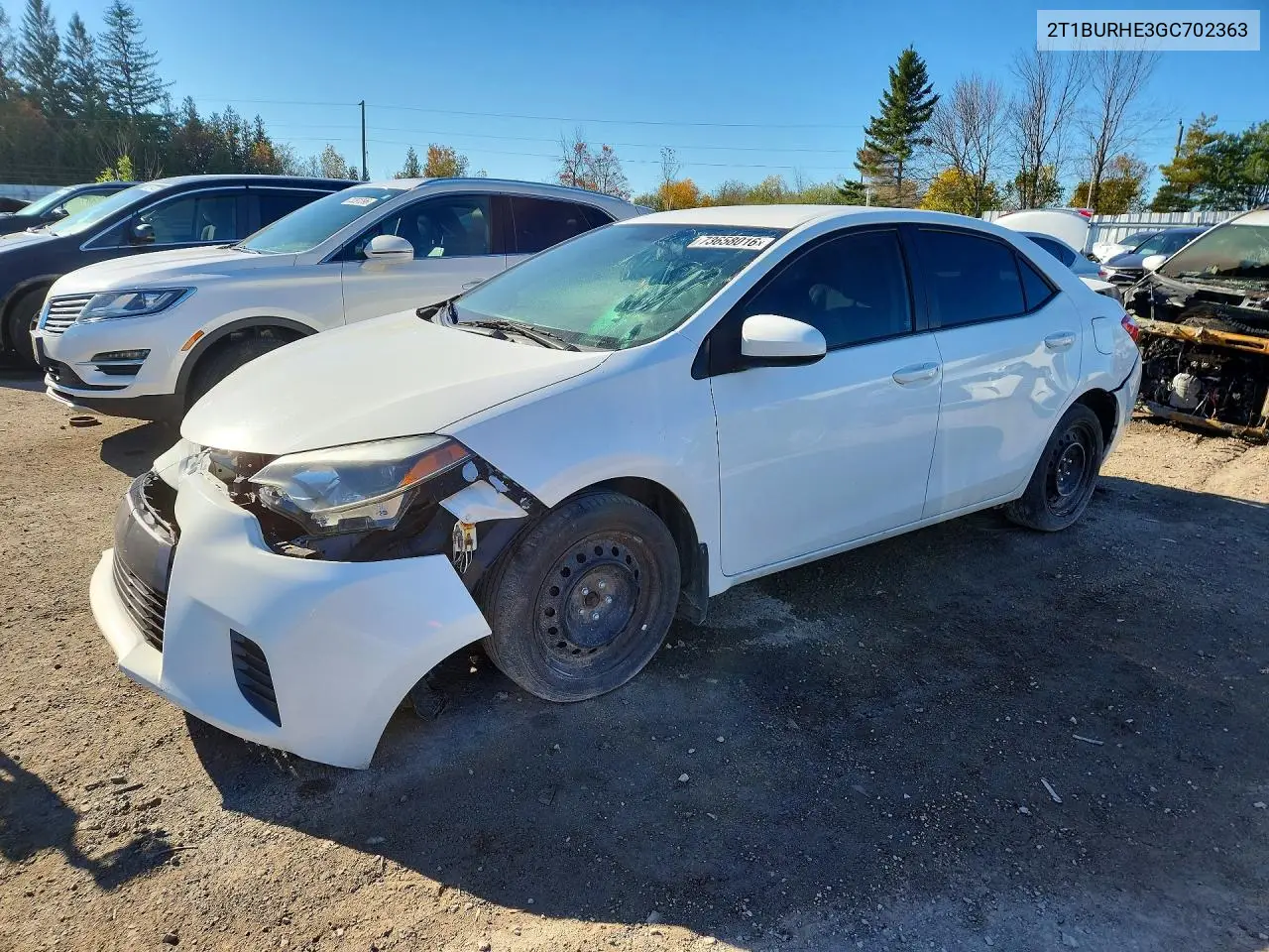 TOYOTA COROLLA 2016, VIN 2T1BURHE3GC702363