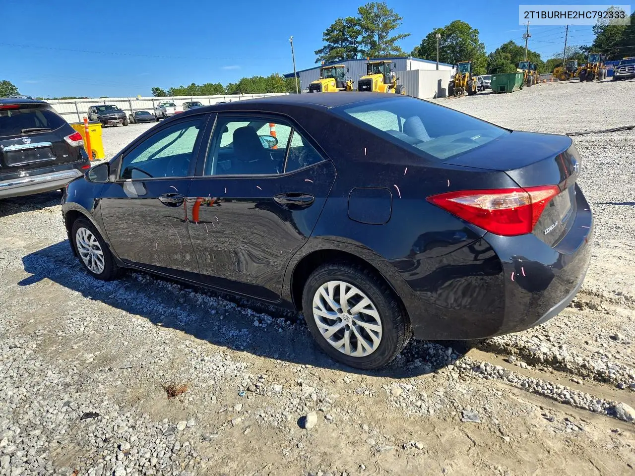 2017 TOYOTA COROLLA VIN 2T1BURHE2HC792333 — фото 2
