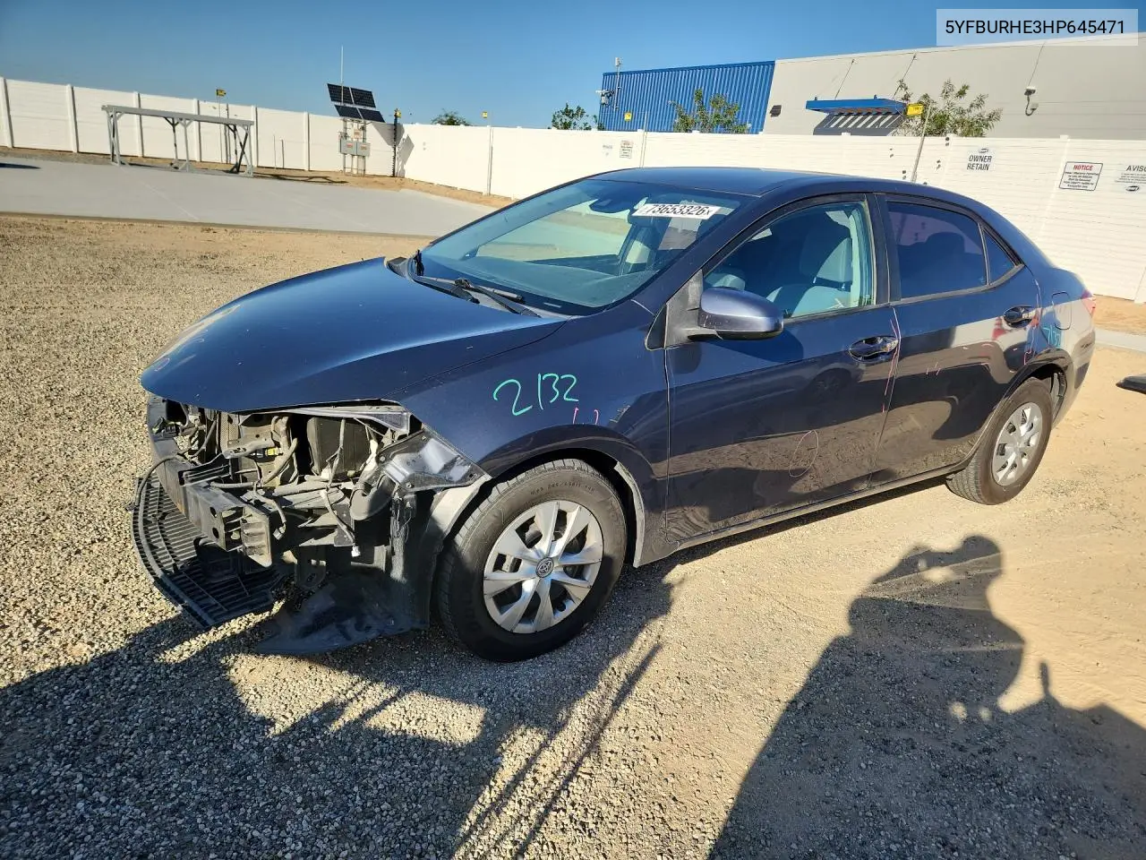 TOYOTA COROLLA 2017, VIN 5YFBURHE3HP645471