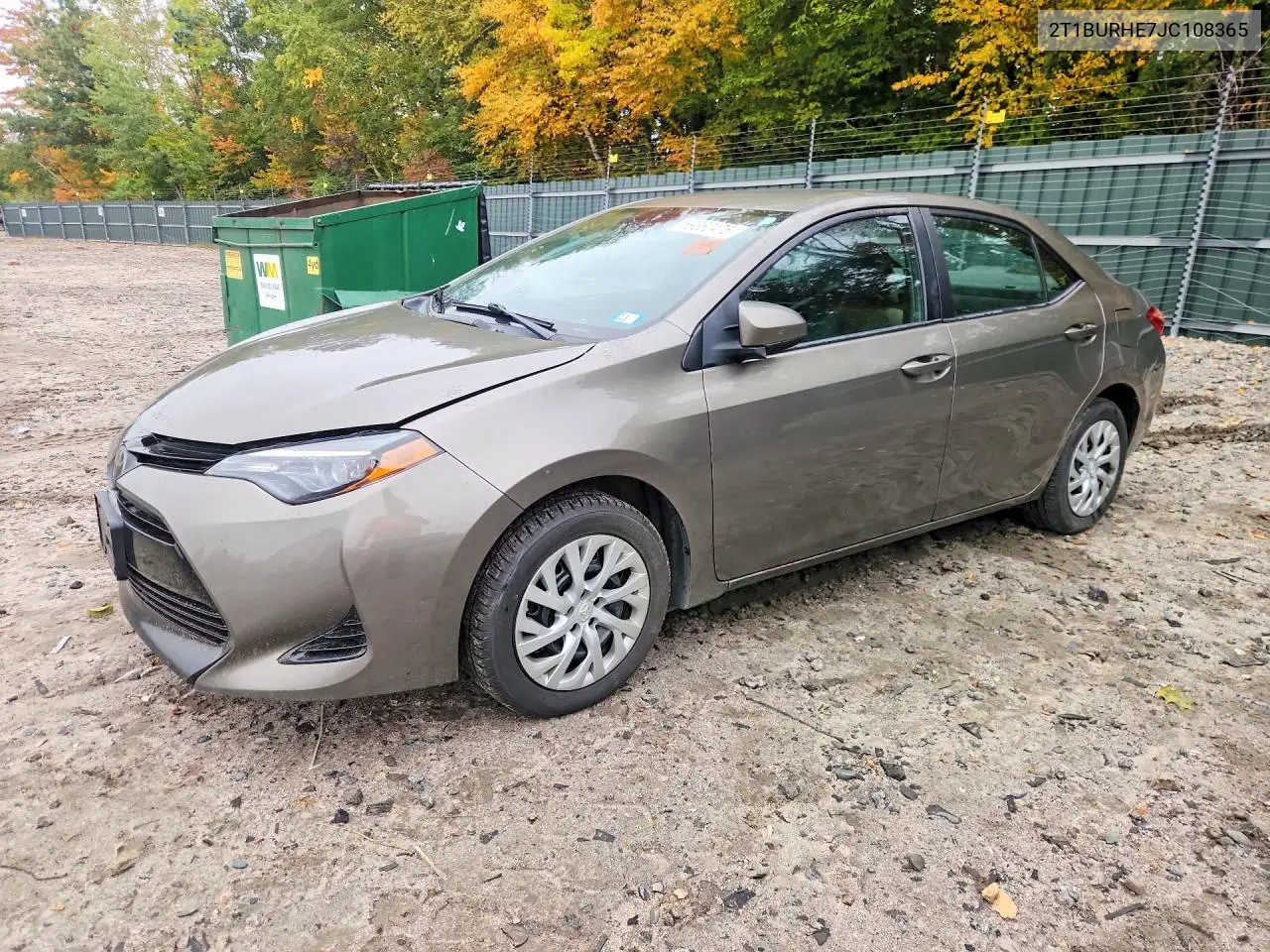 TOYOTA COROLLA 2018, VIN 2T1BURHE7JC108365