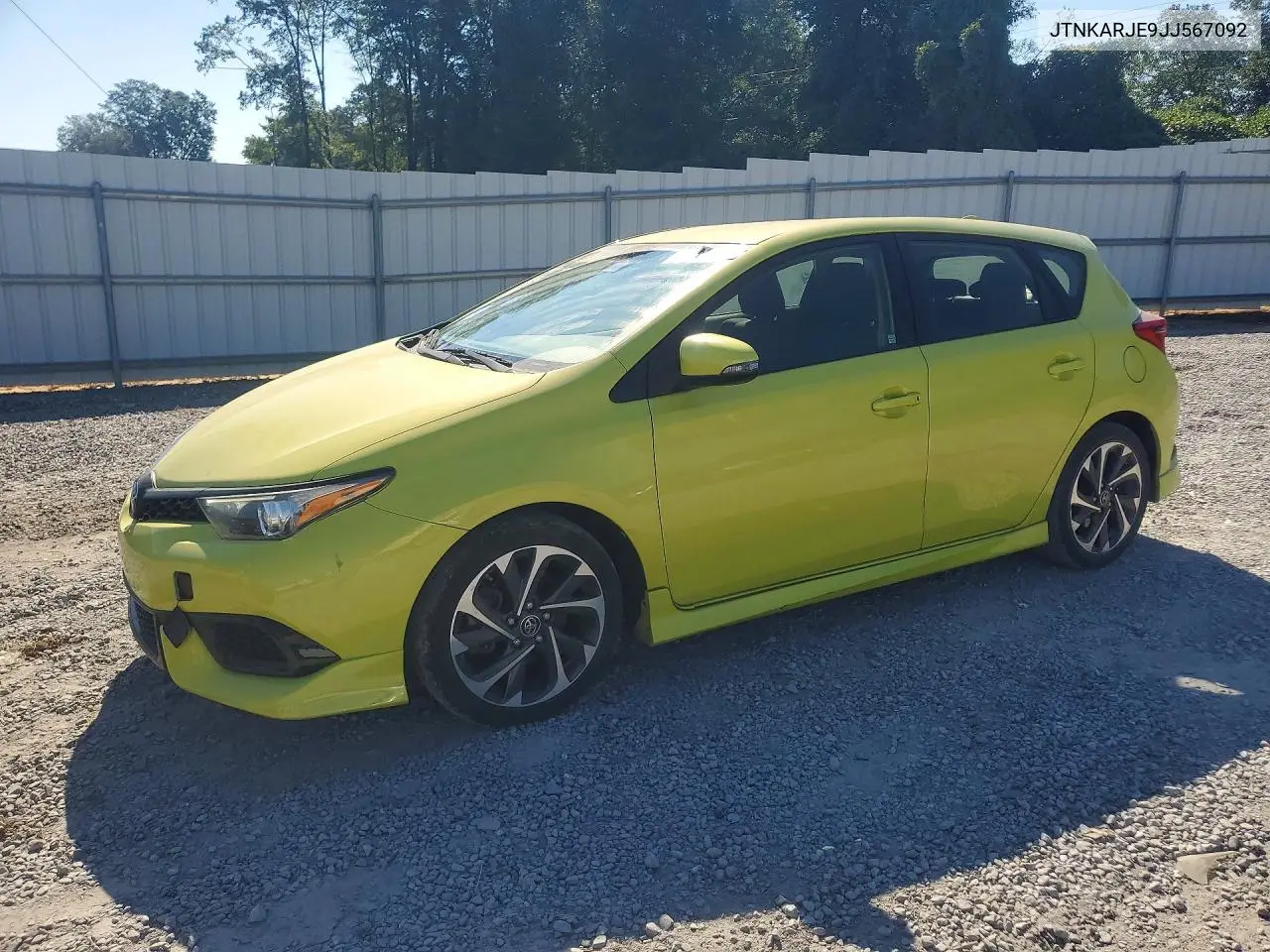 TOYOTA COROLLA 2018, VIN JTNKARJE9JJ567092