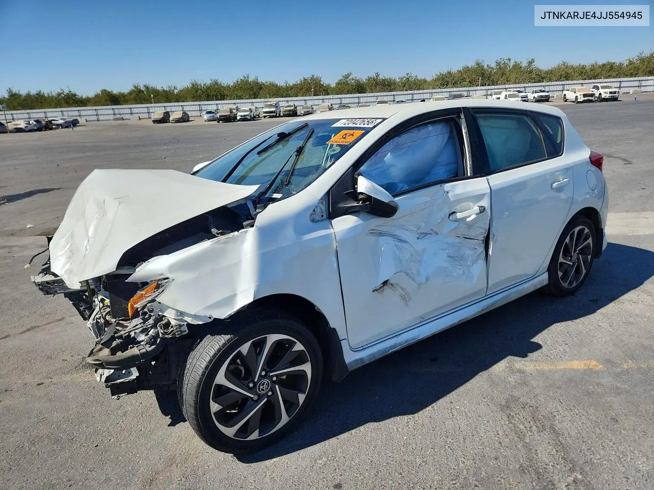 TOYOTA COROLLA 2018, VIN JTNKARJE4JJ554945