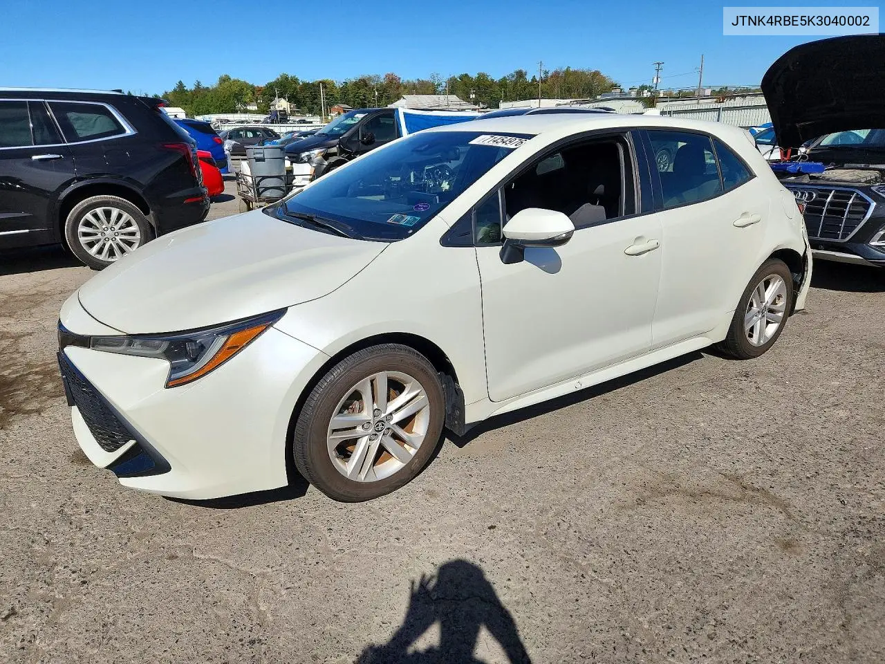 TOYOTA COROLLA 2019, VIN JTNK4RBE5K3040002