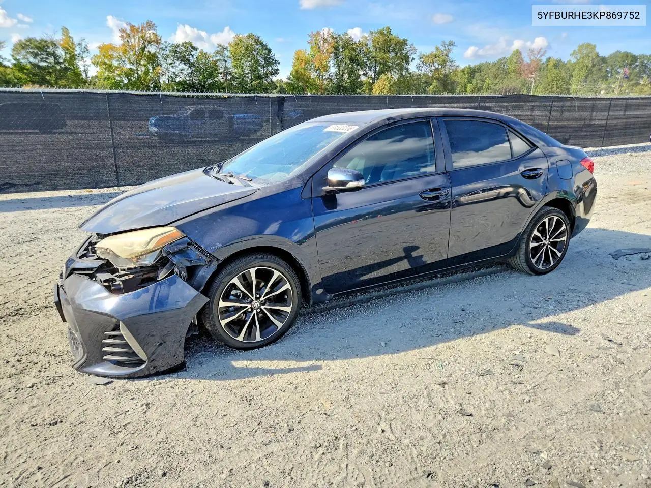 TOYOTA COROLLA 2019, VIN 5YFBURHE3KP869752