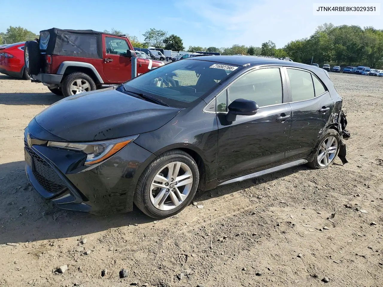 TOYOTA COROLLA 2019, VIN JTNK4RBE8K3029351