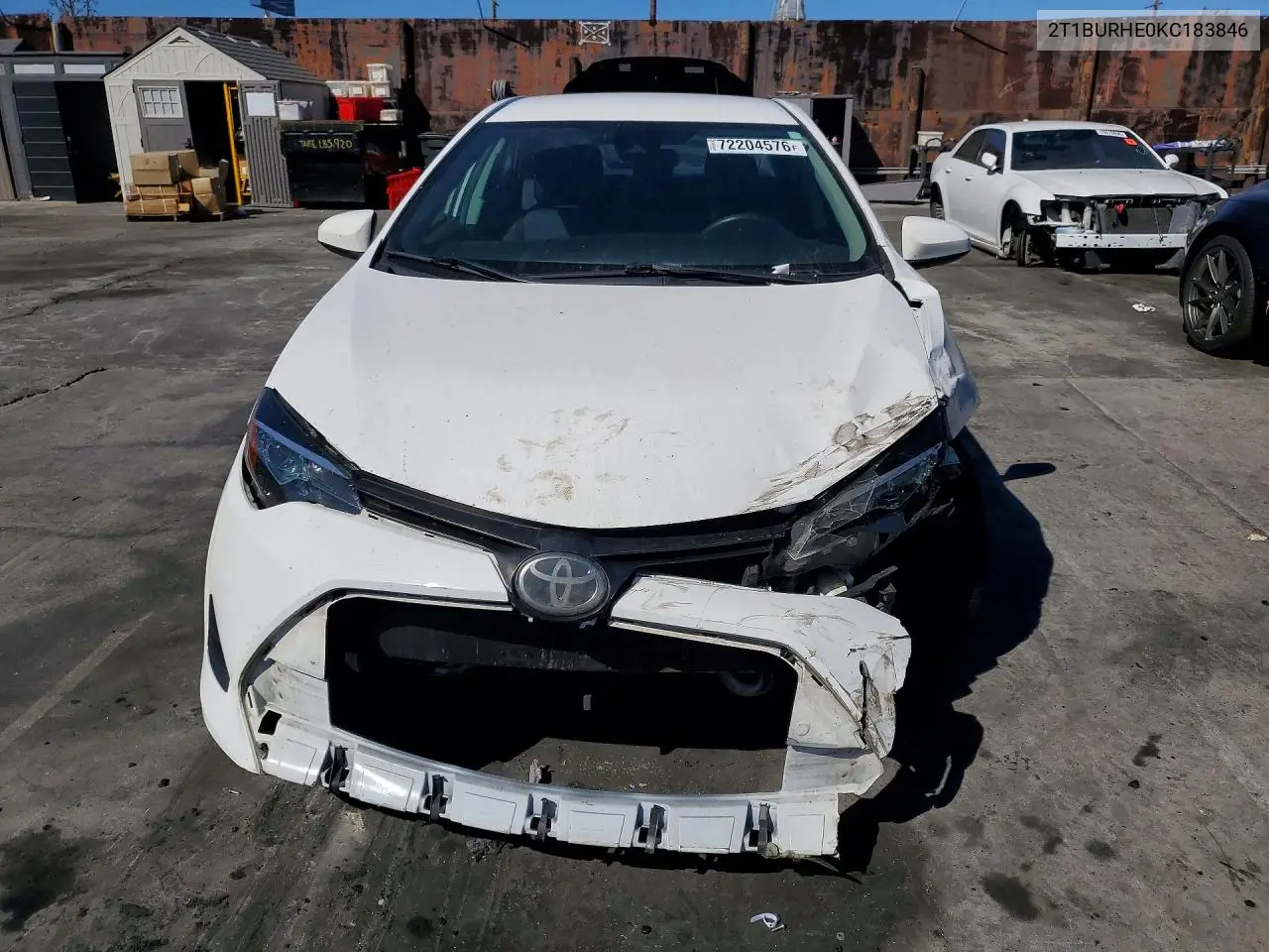 2019 TOYOTA COROLLA VIN 2T1BURHE0KC183846 — фото 5