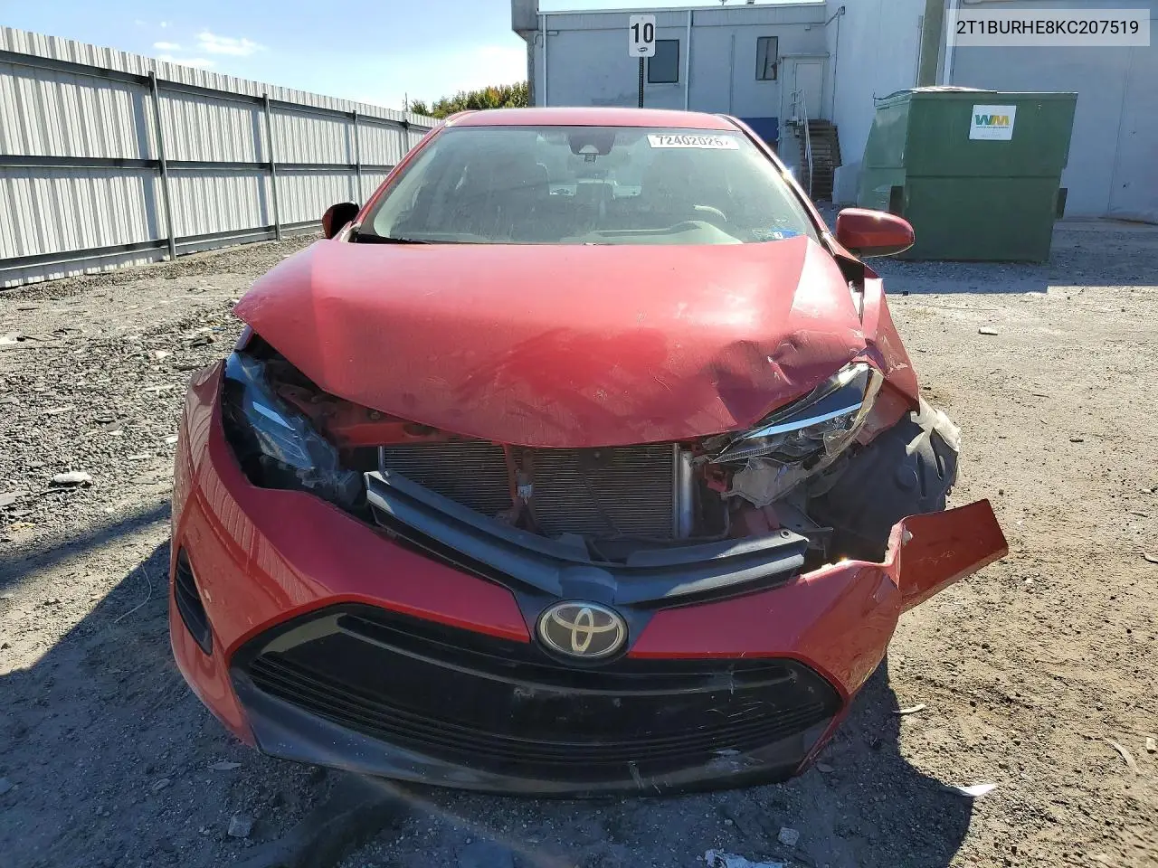 TOYOTA COROLLA 2019, VIN 2T1BURHE8KC207519