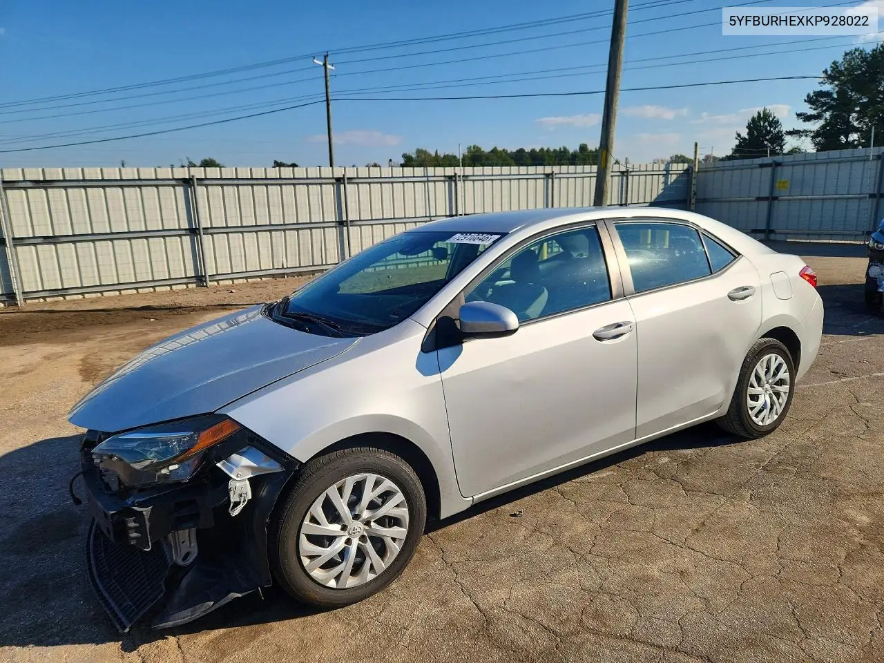 TOYOTA COROLLA 2019, VIN 5YFBURHEXKP928022