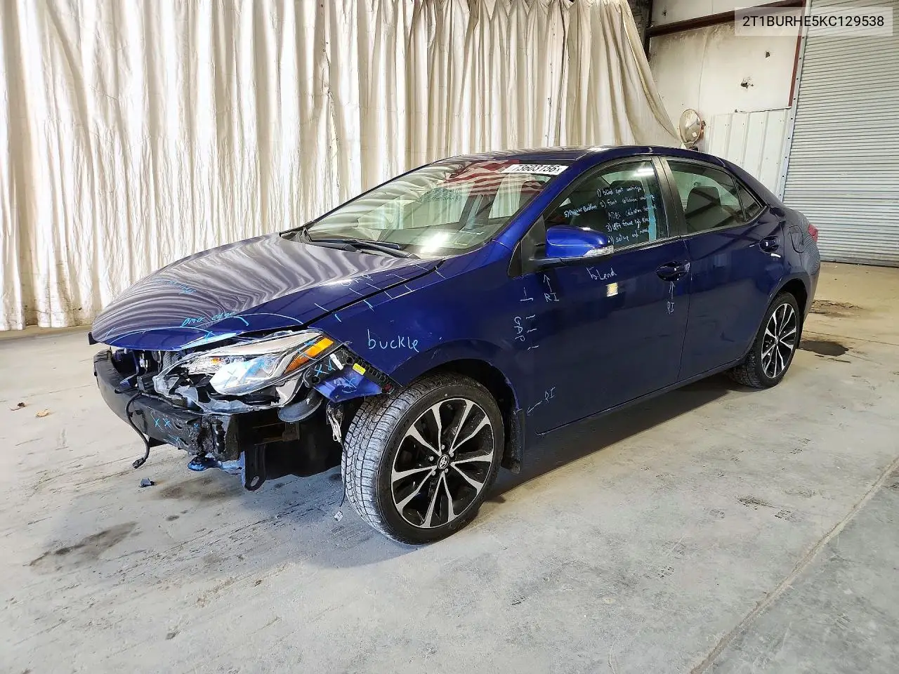 TOYOTA COROLLA 2019, VIN 2T1BURHE5KC129538