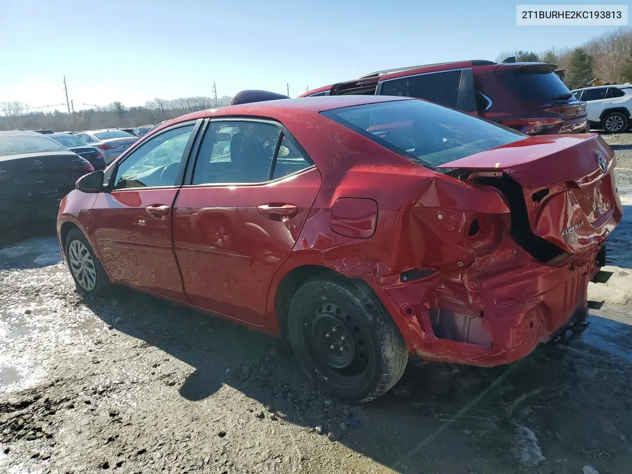 2019 TOYOTA COROLLA VIN 2T1BURHE2KC193813 — фото 2