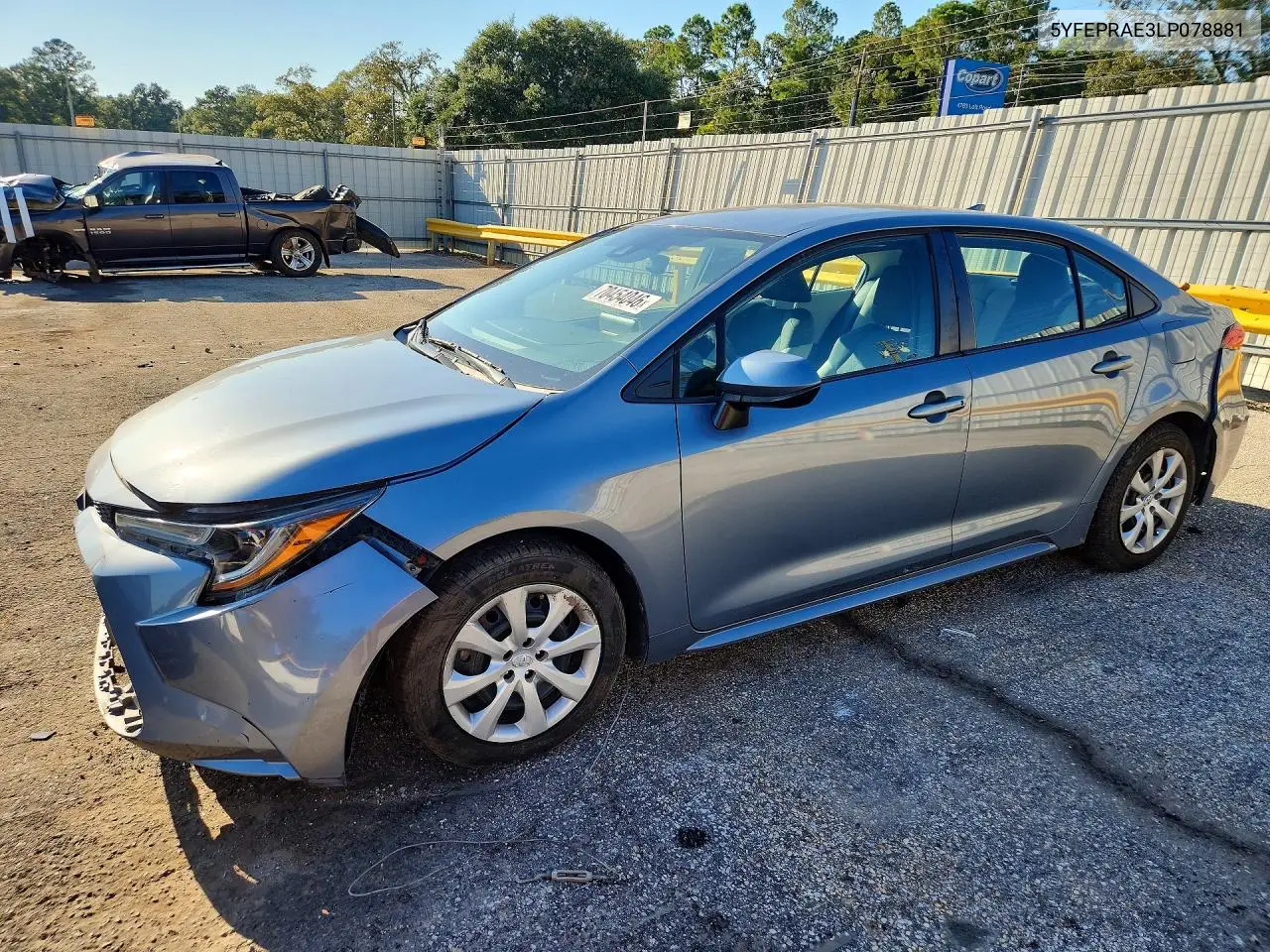 TOYOTA COROLLA 2020, VIN 5YFEPRAE3LP078881
