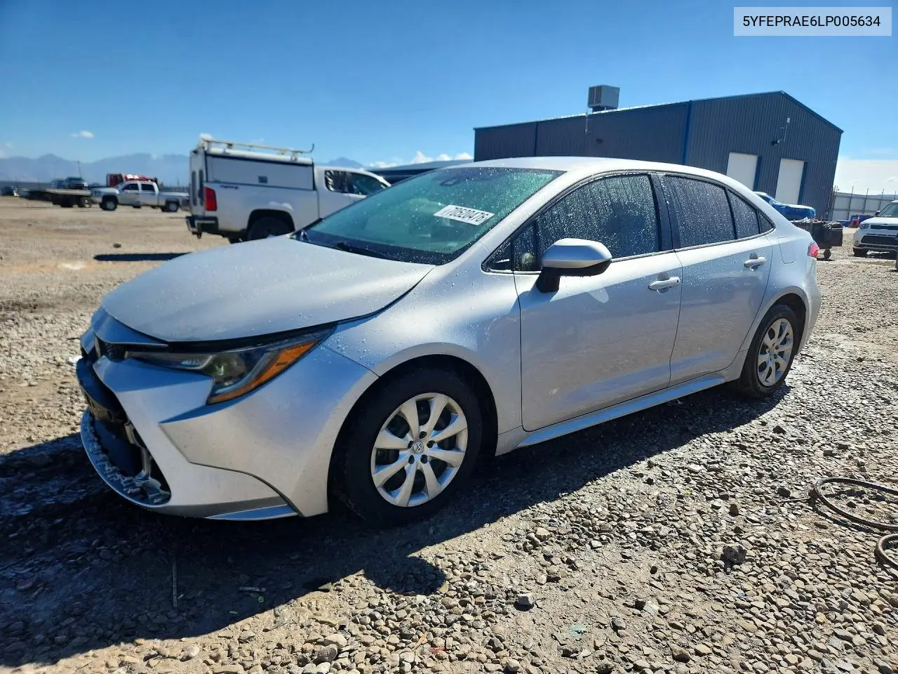 TOYOTA COROLLA 2020, VIN 5YFEPRAE6LP005634