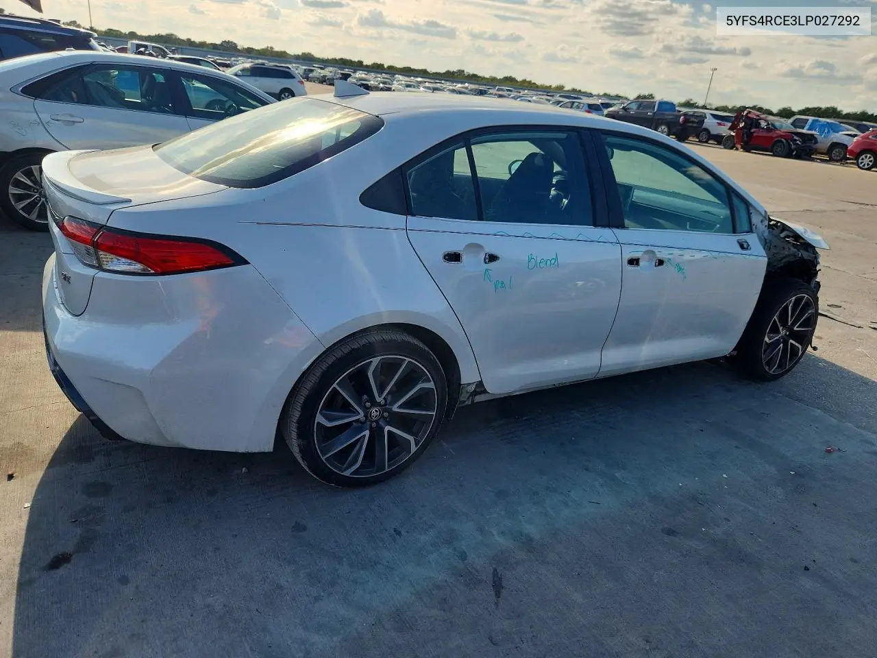 2020 TOYOTA COROLLA VIN 5YFS4RCE3LP027292 — фото 3
